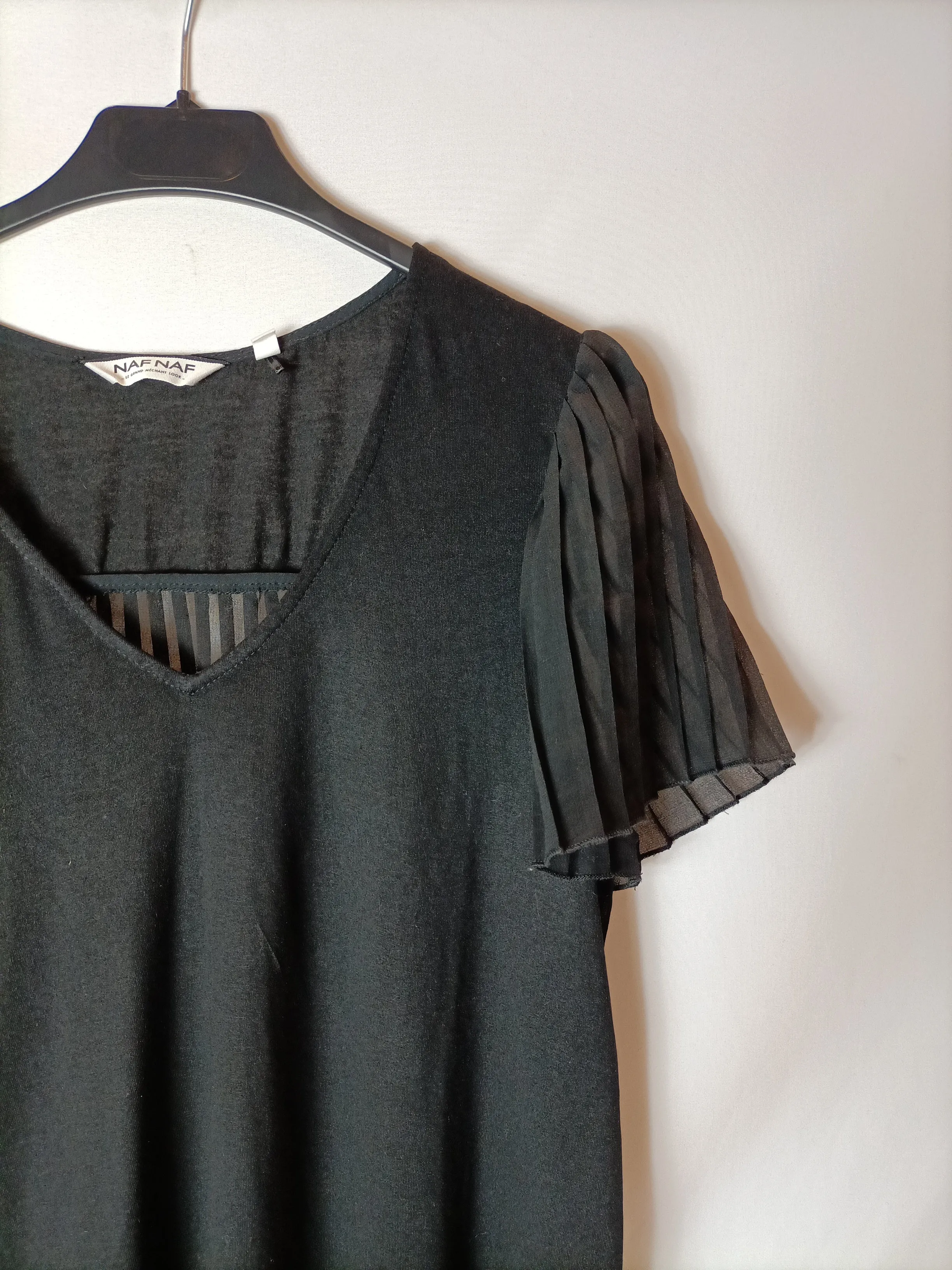 NAFNAF. Top negro doble textura T.m