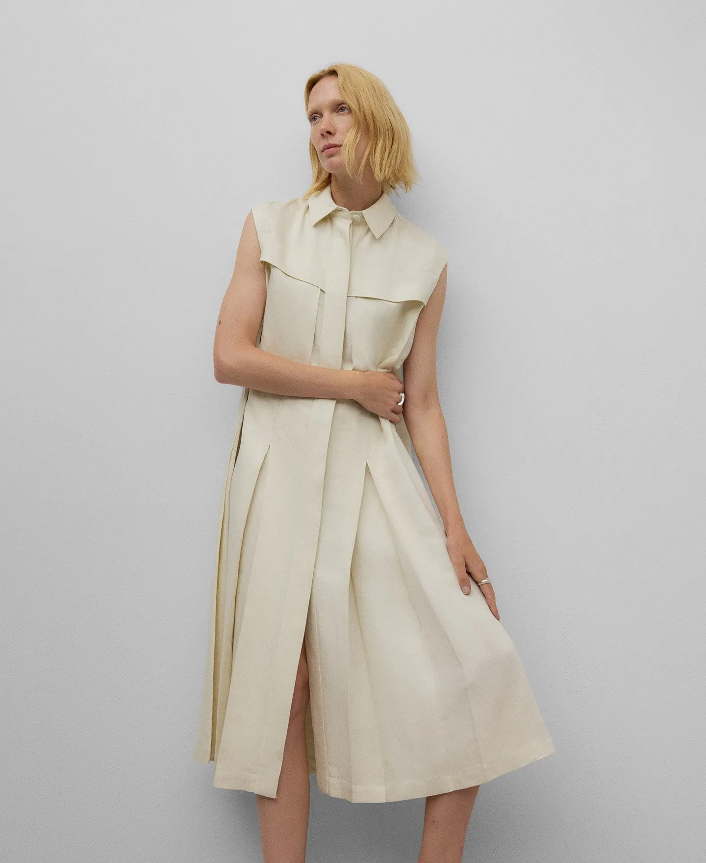 Natural linen knitted dress woman