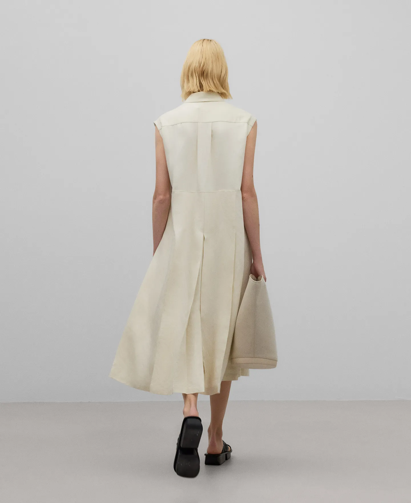 Natural linen knitted dress woman