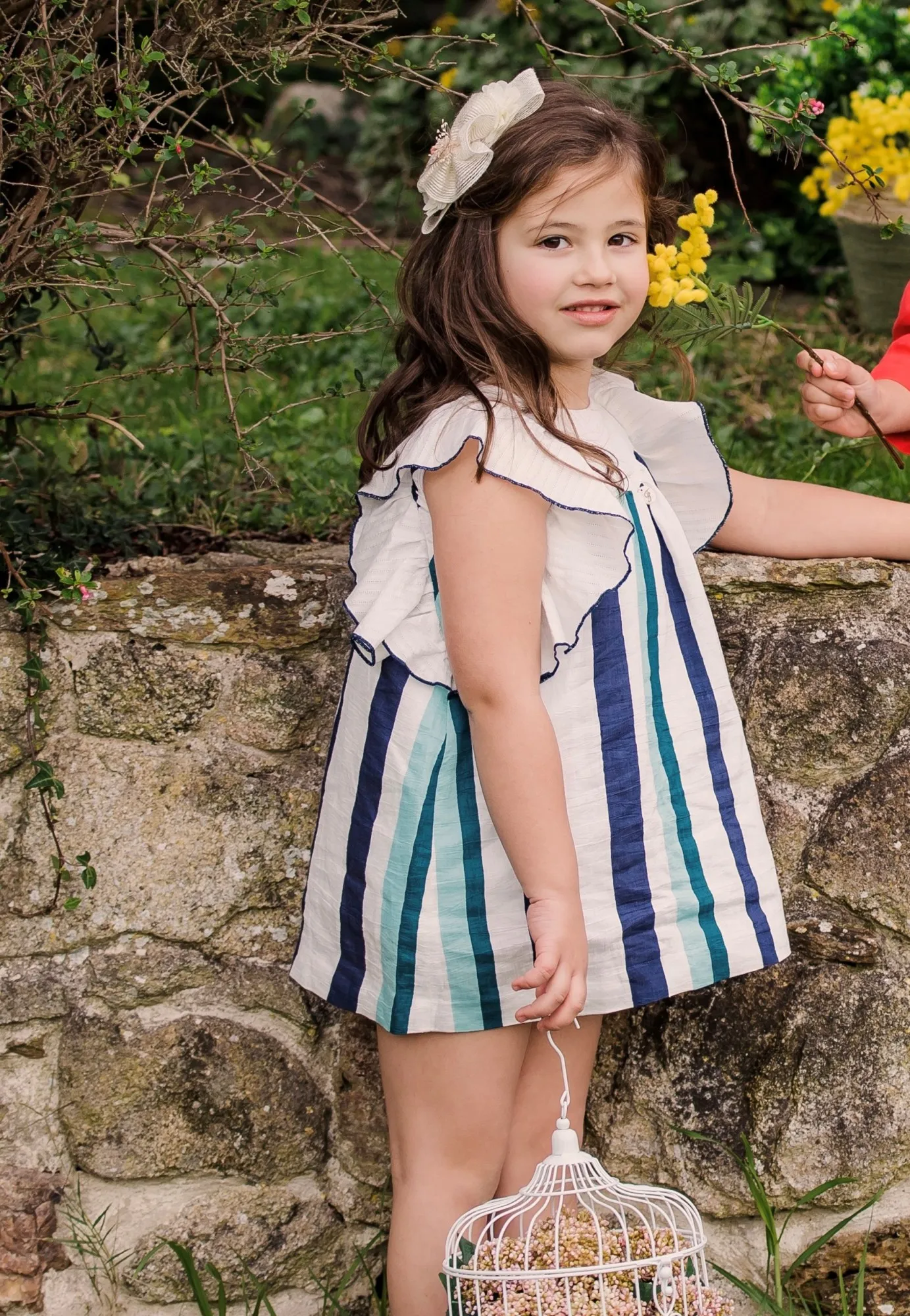 Navy and water striped linen dress