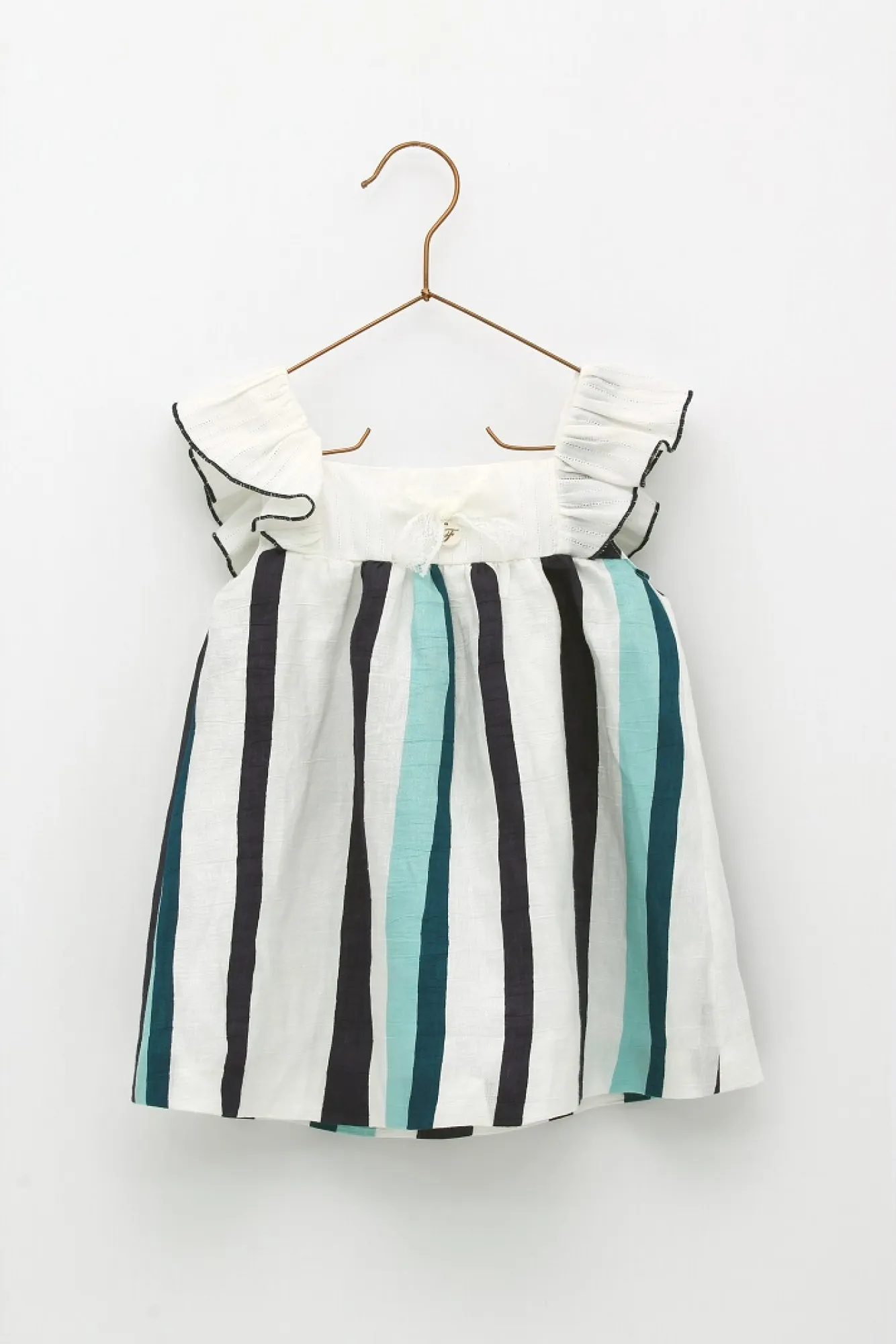 Navy and water striped linen dress