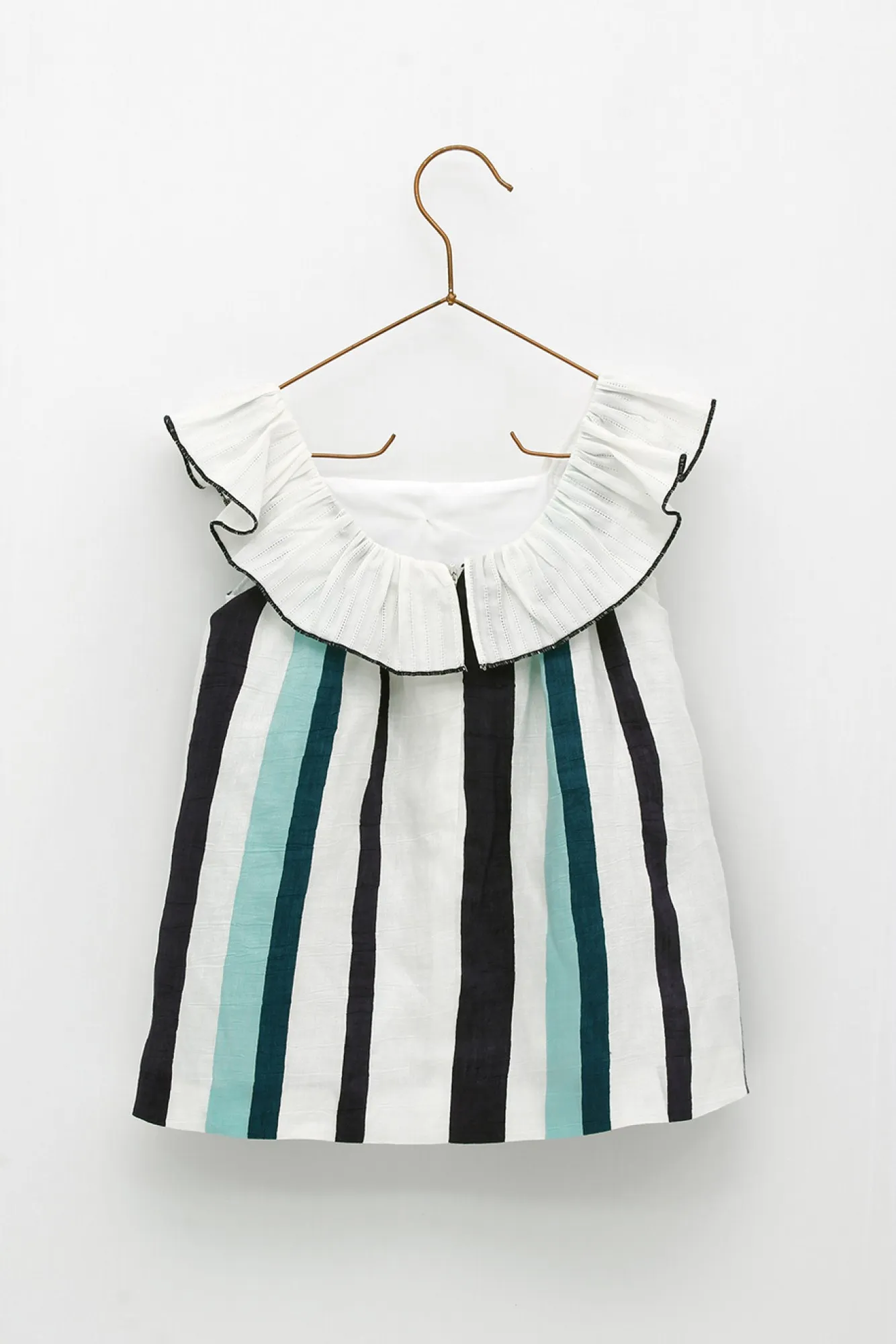 Navy and water striped linen dress