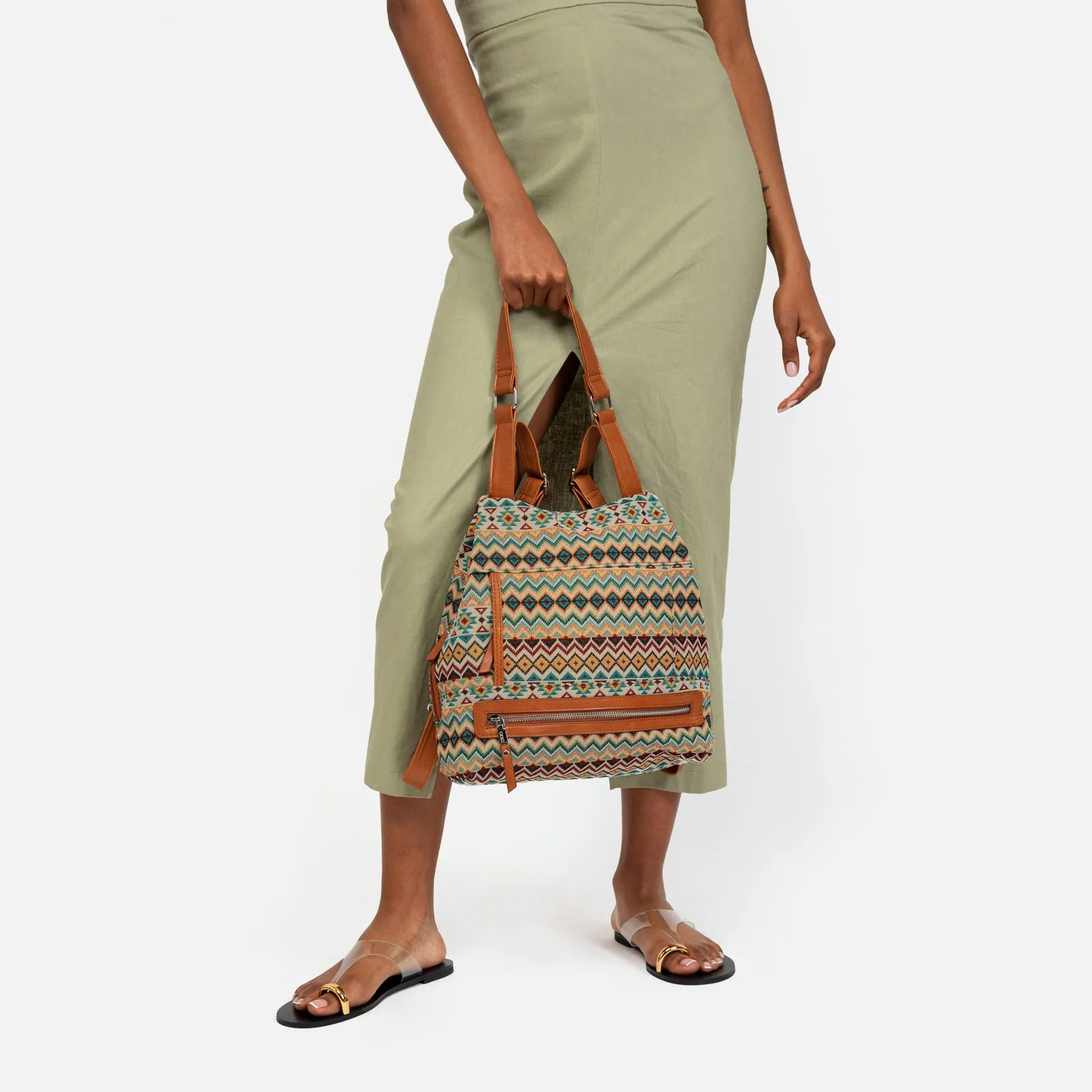 Nisha mochila antirrobo con estampado jacquard