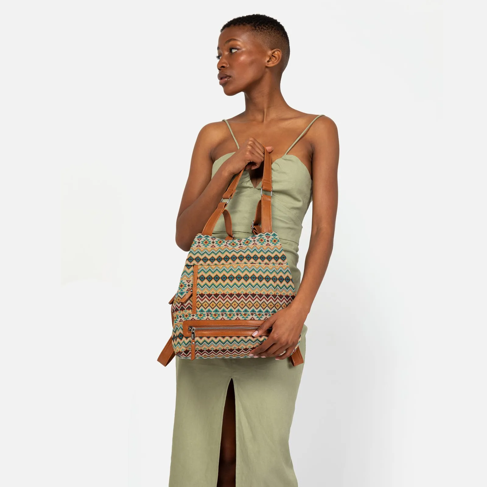 Nisha mochila antirrobo con estampado jacquard