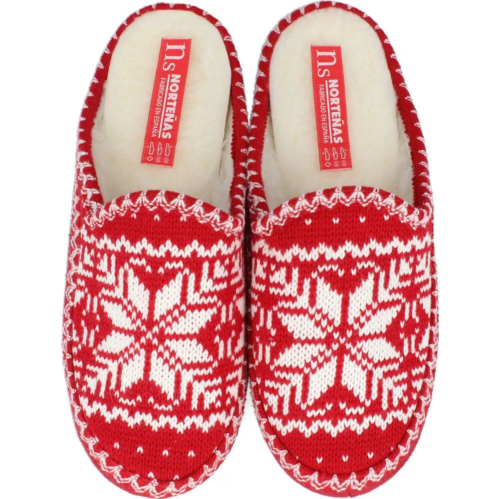 NORTEñAS  ZAPATILLAS DE CASA CHINELA LANA ROJO