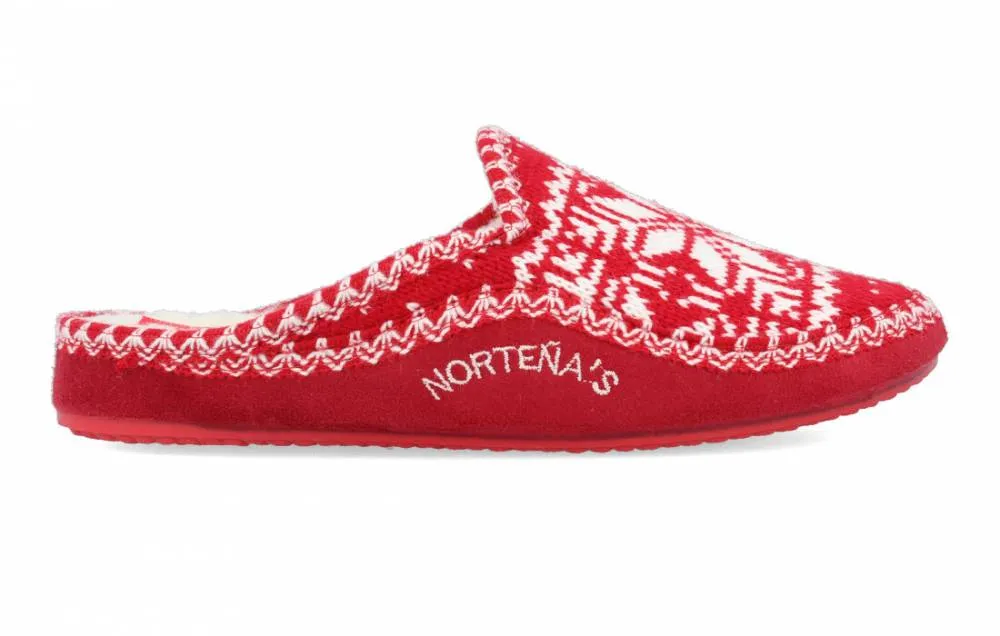 NORTEñAS  ZAPATILLAS DE CASA CHINELA LANA ROJO
