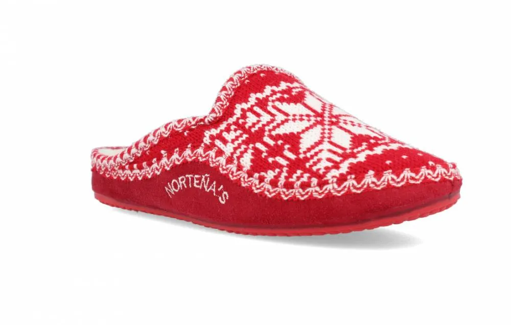 NORTEñAS  ZAPATILLAS DE CASA CHINELA LANA ROJO