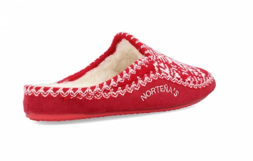 NORTEñAS  ZAPATILLAS DE CASA CHINELA LANA ROJO