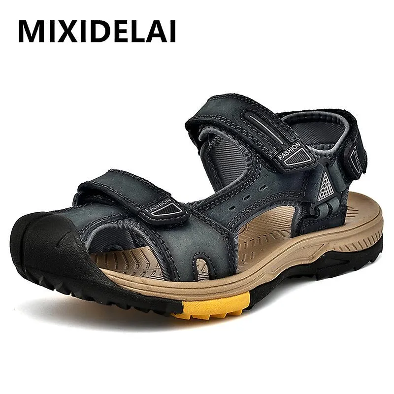 Nuevo verano sandalias de cuero genuino para adultos diseño de moda zapatos casuales transpirables sandalias de playa al aire li