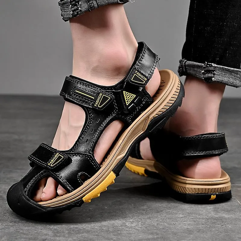 Nuevo verano sandalias de cuero genuino para adultos diseño de moda zapatos casuales transpirables sandalias de playa al aire li