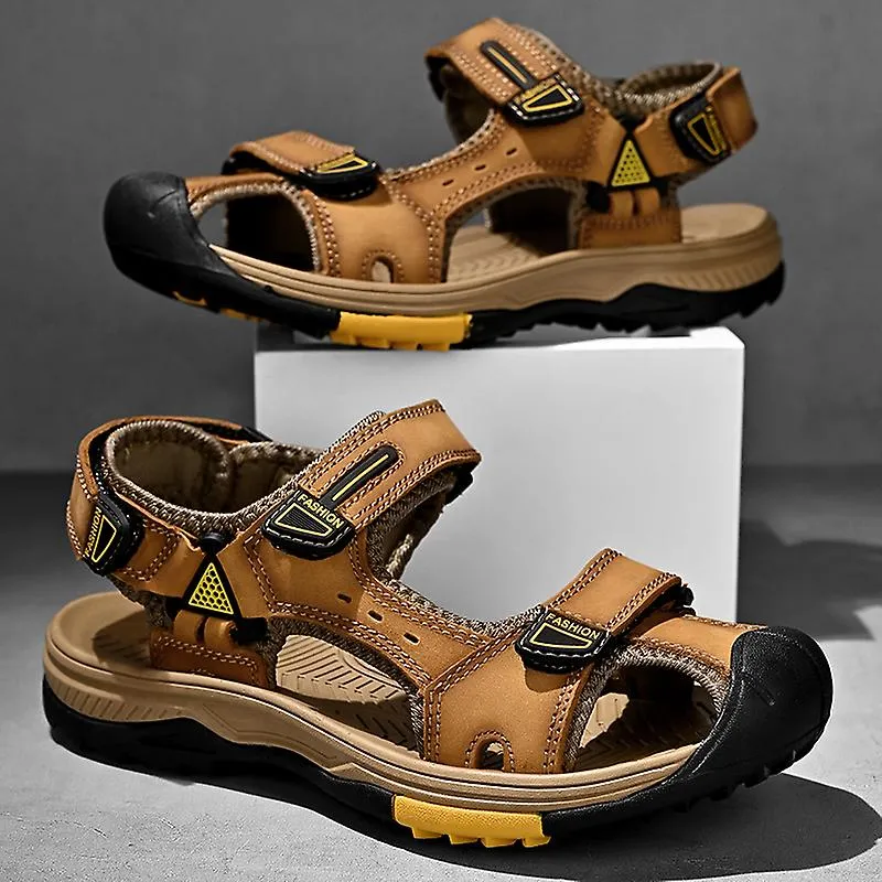 Nuevo verano sandalias de cuero genuino para adultos diseño de moda zapatos casuales transpirables sandalias de playa al aire li