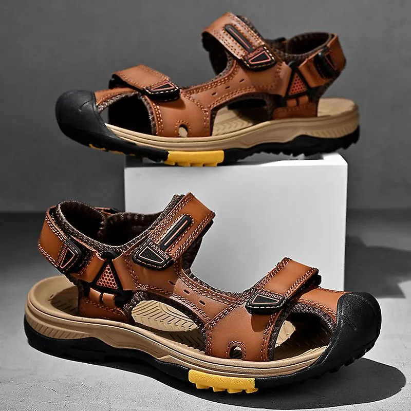 Nuevo verano sandalias de cuero genuino para adultos diseño de moda zapatos casuales transpirables sandalias de playa al aire li