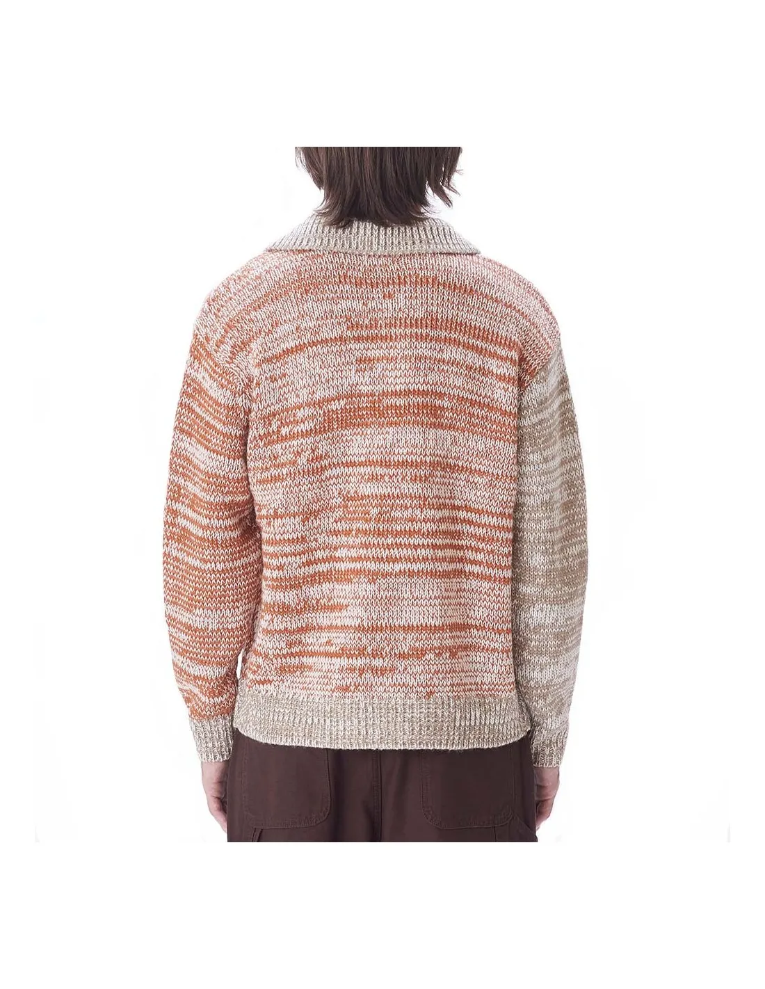 OBEY CARTER SWEATER POLO BROWN MULTI