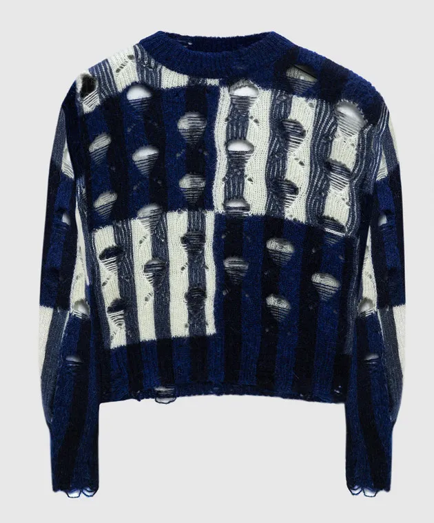 OFFWHITE BLUE SWEATER WITH HOLES