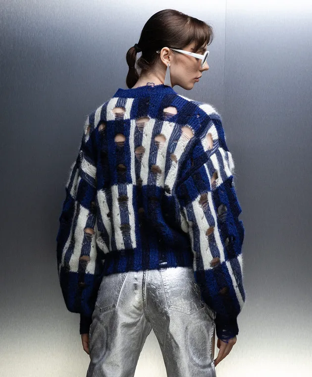 OFFWHITE BLUE SWEATER WITH HOLES