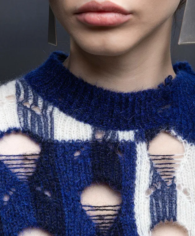 OFFWHITE BLUE SWEATER WITH HOLES