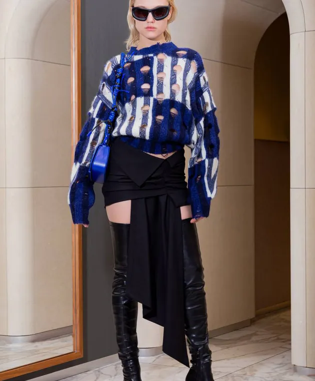 OFFWHITE BLUE SWEATER WITH HOLES