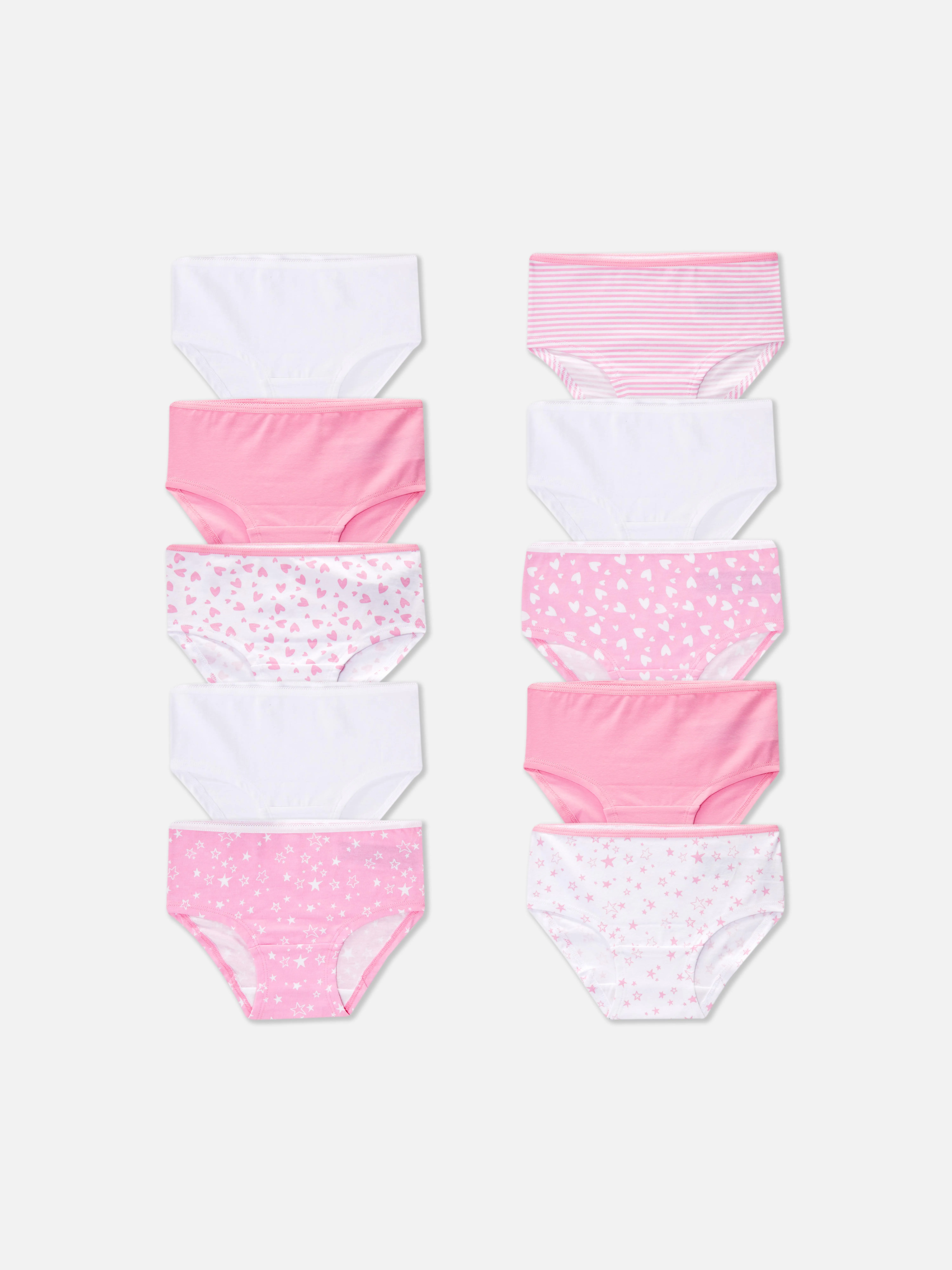 Pack de 10 braguitas con corazones y estrellas