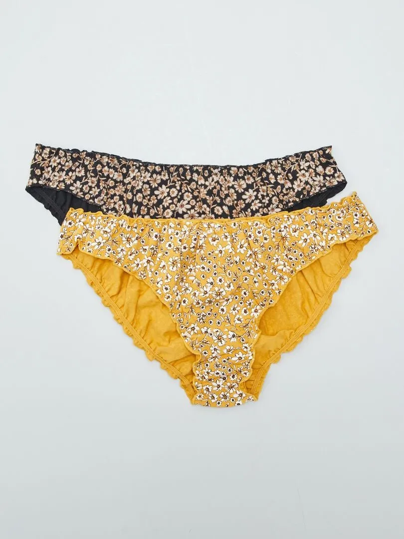PACK DE 2 BRAGUITAS BLOOMER ESTAMPADAS  AMARILLO