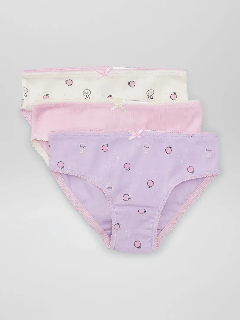 PACK DE 3 BRAGUITAS DE FANTASíA  PURPURA