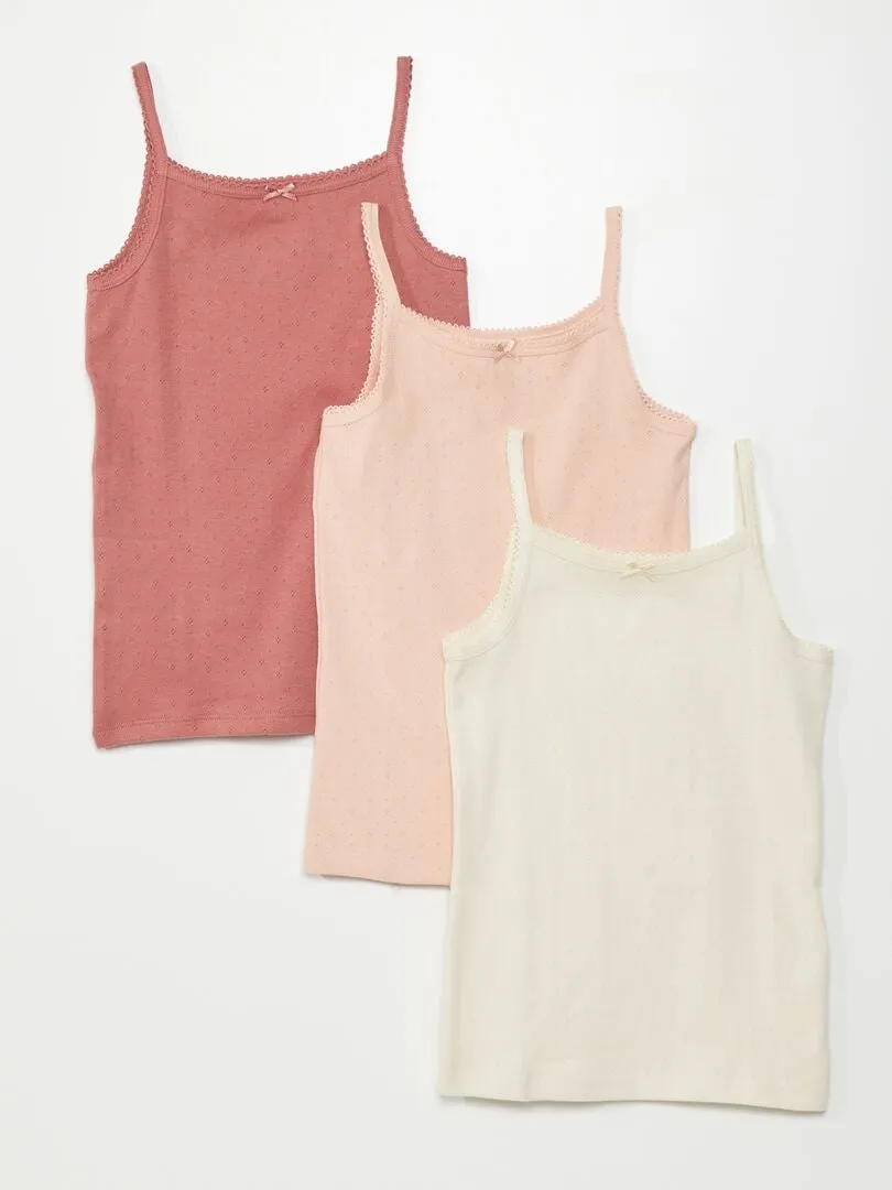 PACK DE 3 CAMISETAS DE TIRANTES DE PUNTO  ROSA