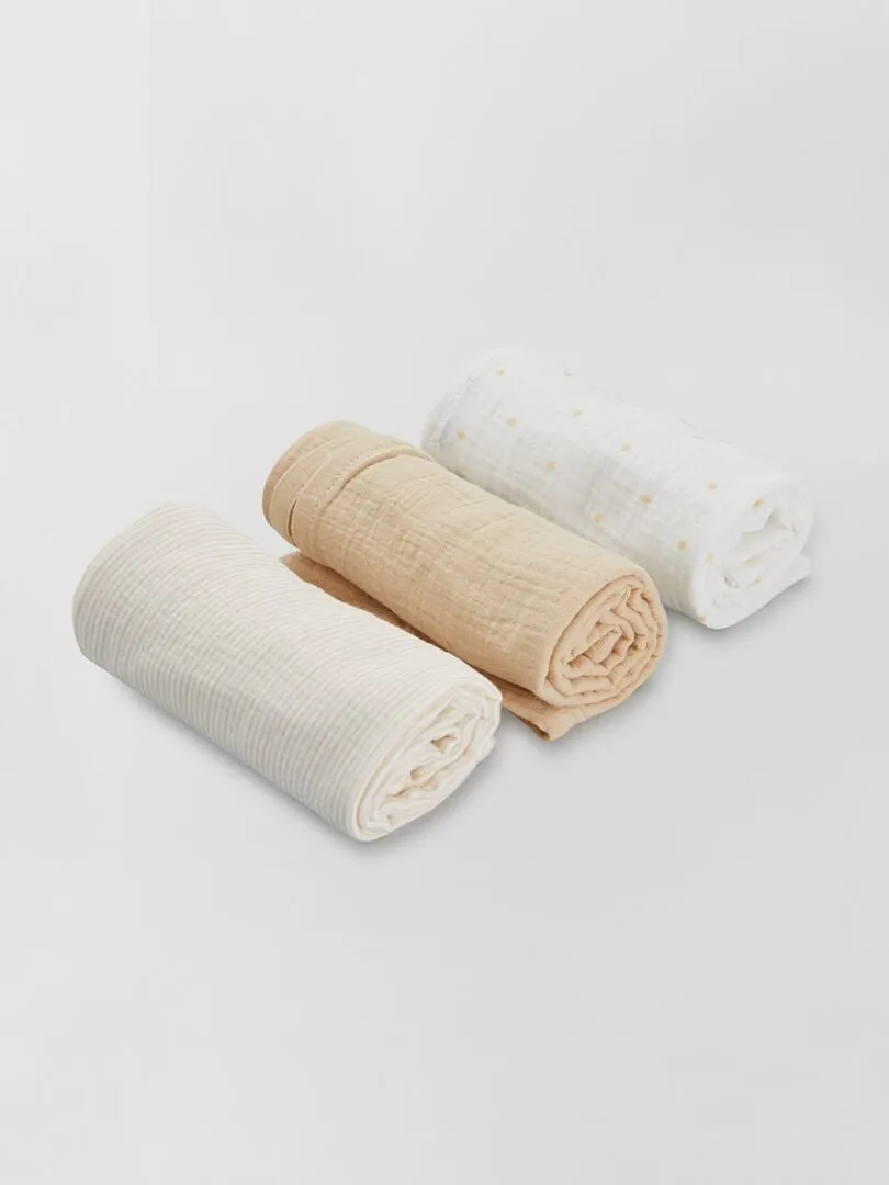 PACK DE 3 MUSELINAS PARA BEBé  BLANCO