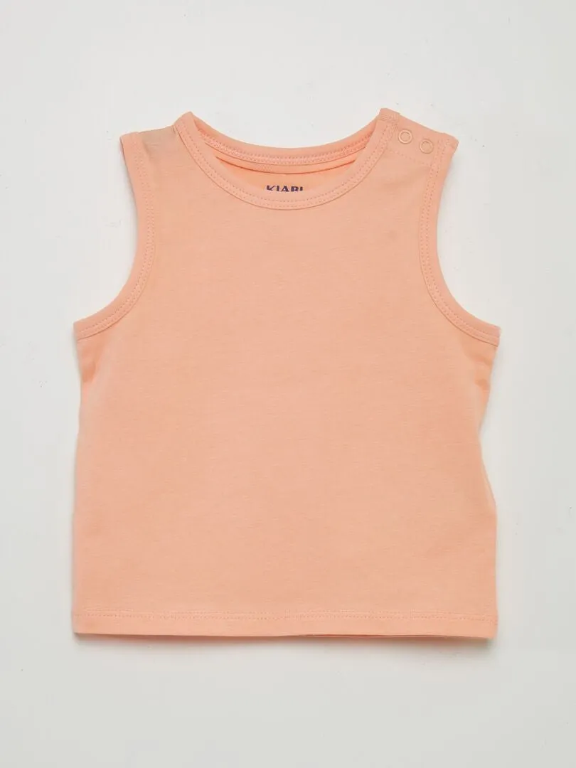 PACK DE 4 CAMISETAS LISAS SIN MANGAS  NARANJA