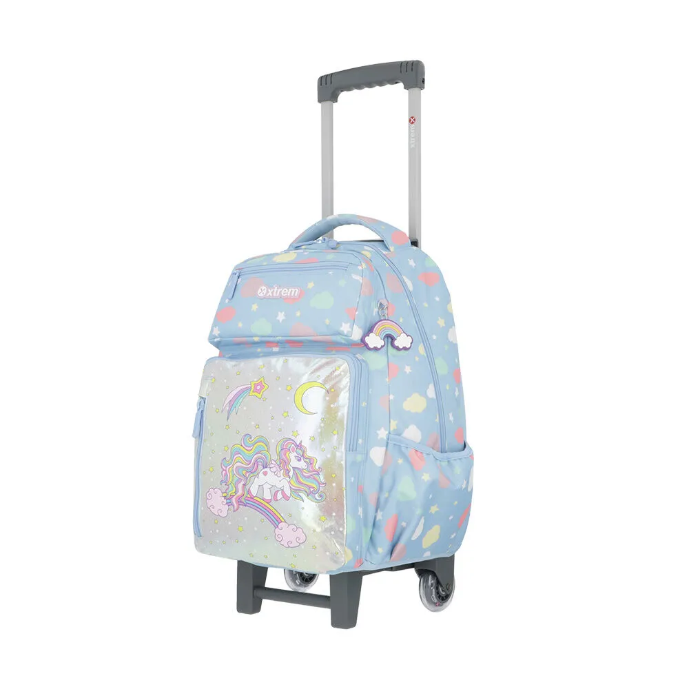 Pack Mochila con ruedas Xtrem Run 5XT Unicornio Azul