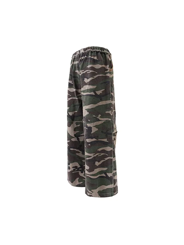 Pantalones cargo casuales sueltos de camuflaje retro para hombre