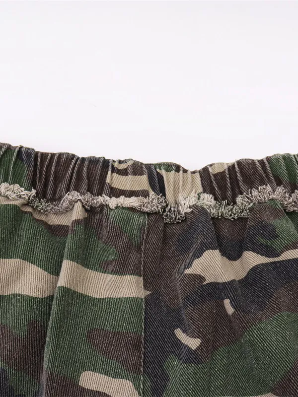 Pantalones cargo casuales sueltos de camuflaje retro para hombre