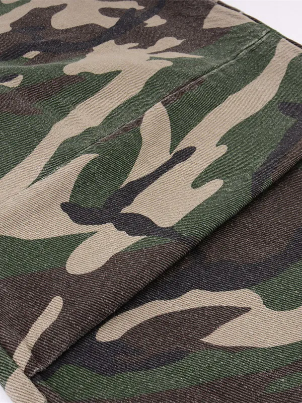 Pantalones cargo casuales sueltos de camuflaje retro para hombre