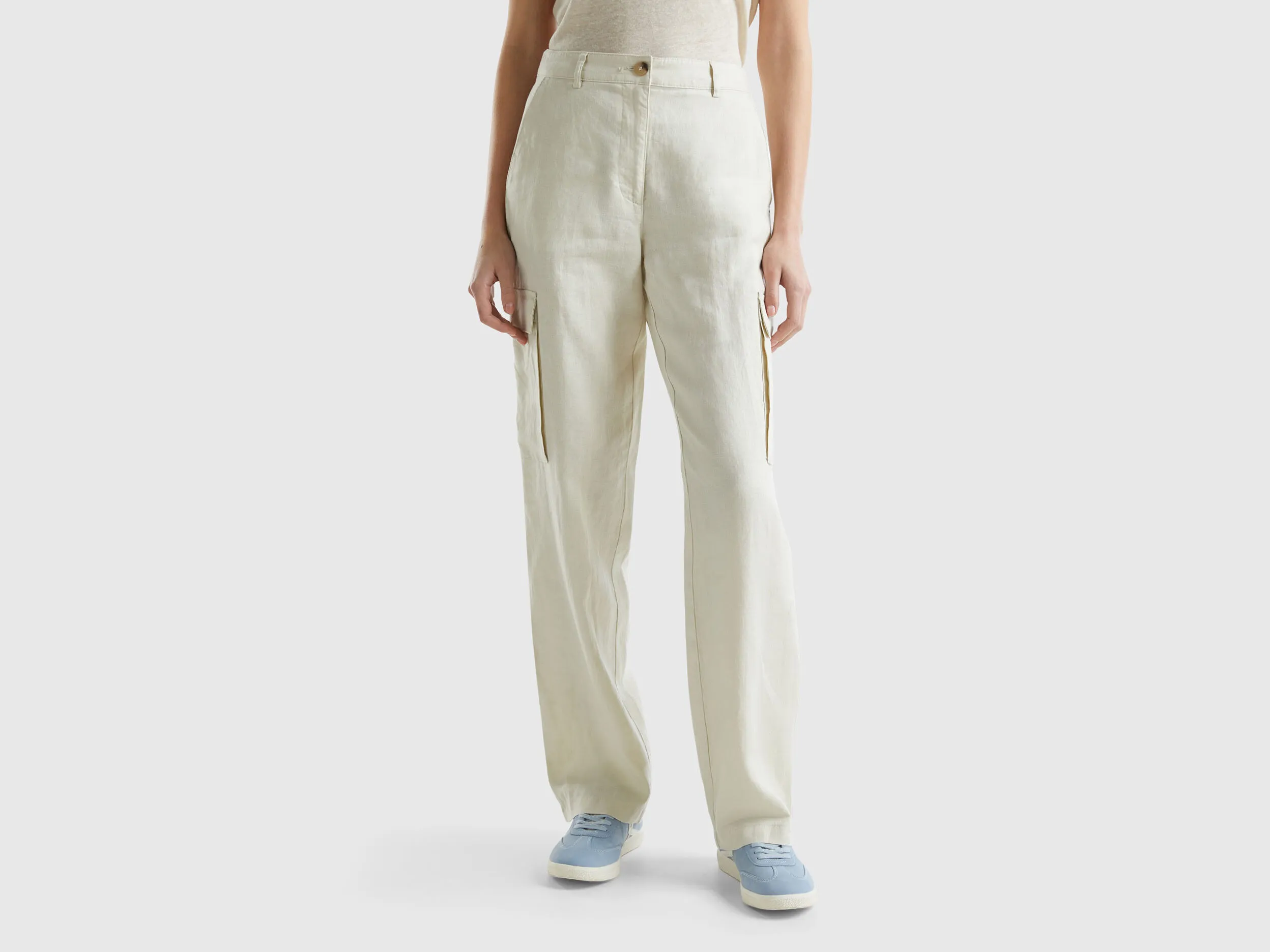 Pantalones cargo de lino puro