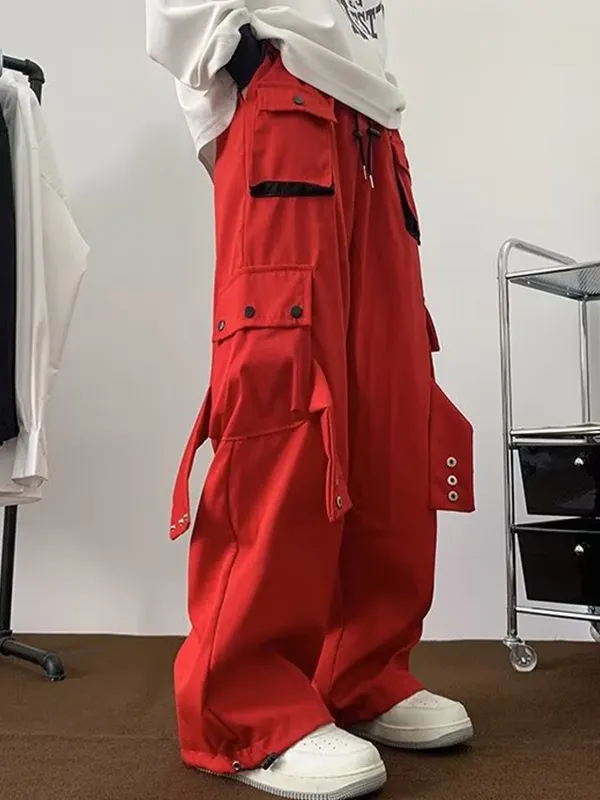 Pantalones cargo sueltos casuales lisos para hombre