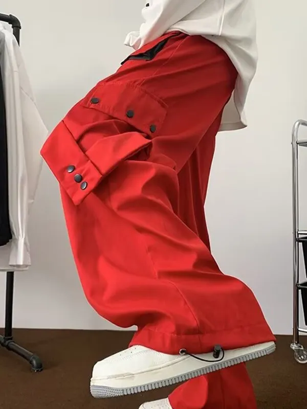 Pantalones cargo sueltos casuales lisos para hombre