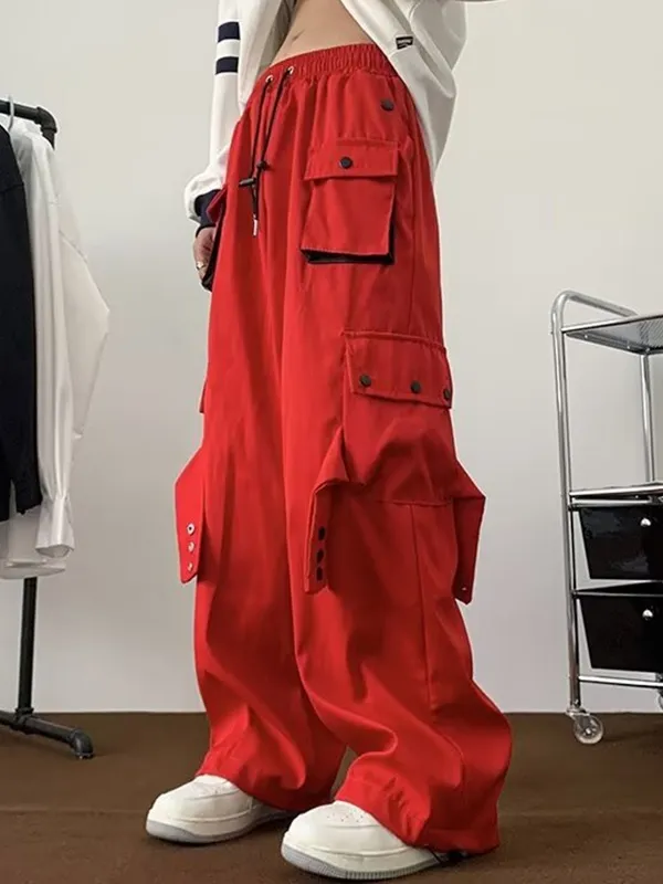Pantalones cargo sueltos casuales lisos para hombre