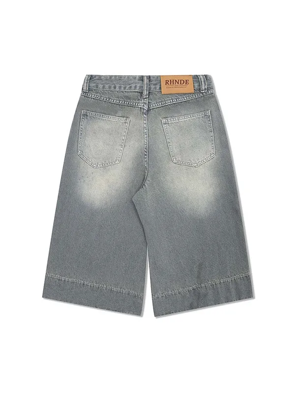 pantalones cortos de mezclilla rectos casuales sueltos para hombres