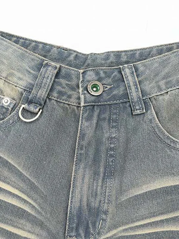 pantalones cortos de mezclilla rectos casuales sueltos para hombres