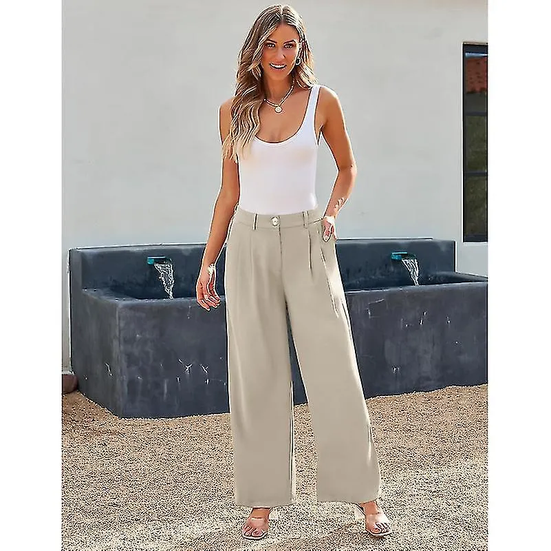 Pantalones de vestir de pierna ancha para pantalones casuales de negocios de cintura alta para mujer
