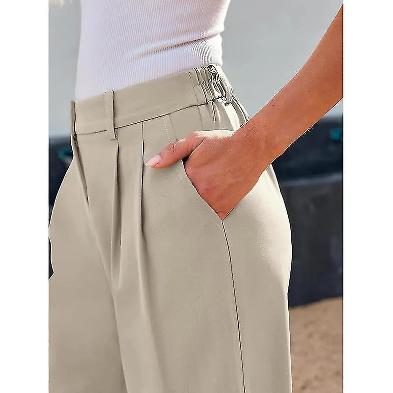 Pantalones de vestir de pierna ancha para pantalones casuales de negocios de cintura alta para mujer