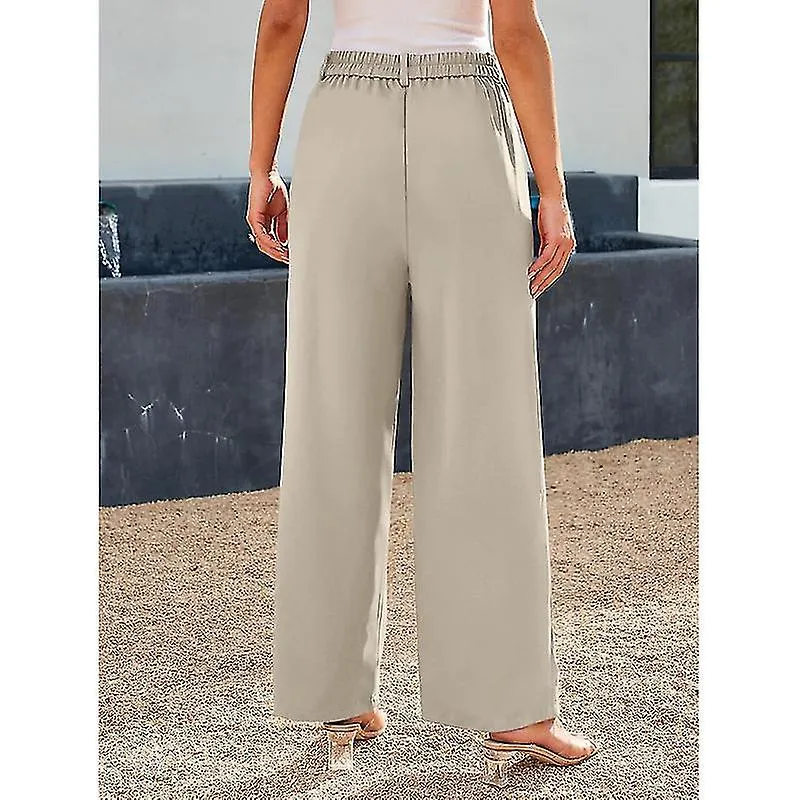 Pantalones de vestir de pierna ancha para pantalones casuales de negocios de cintura alta para mujer