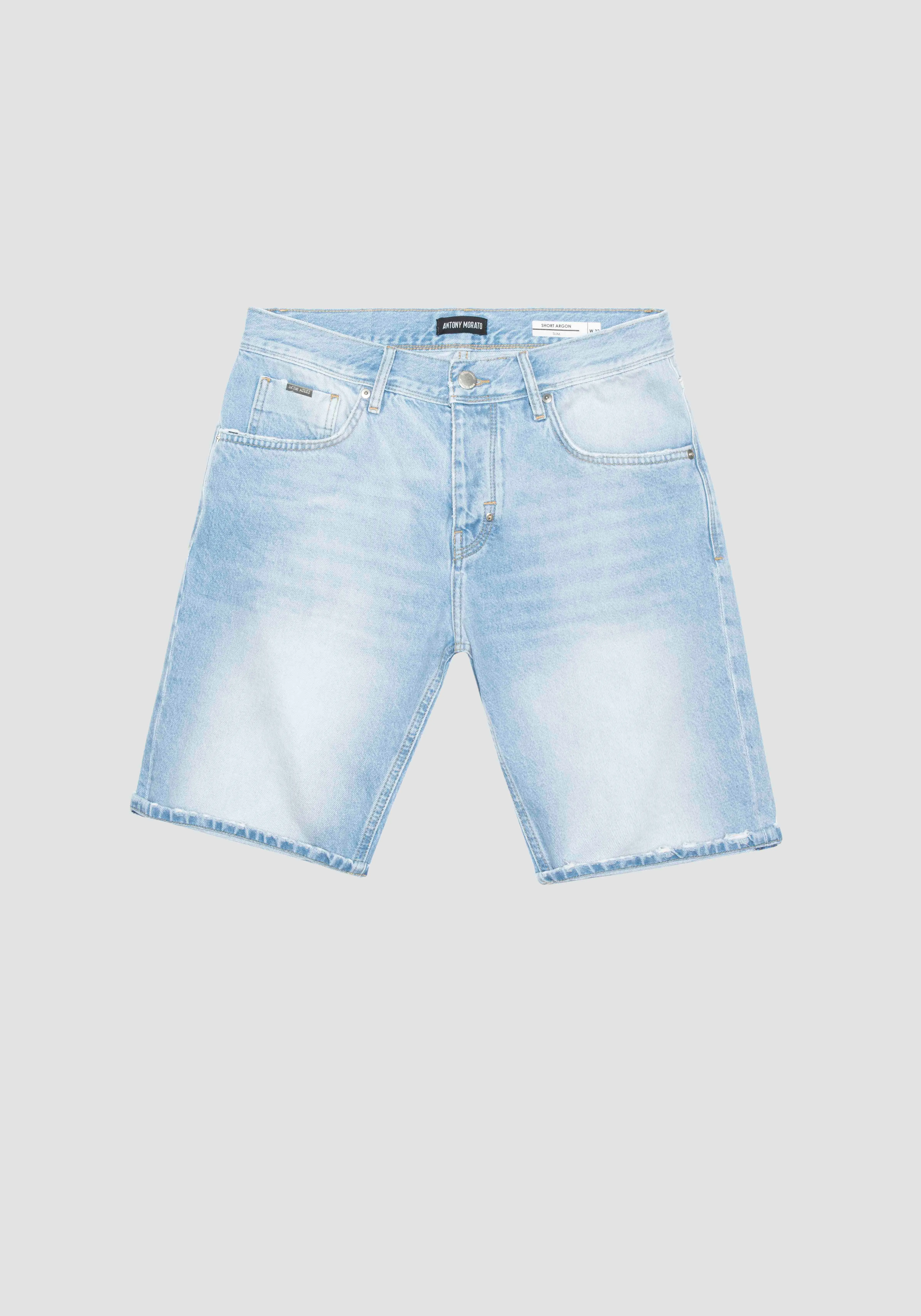 PANTALÓN CORTO «ARGON» SLIM FIT DENIM AZUL