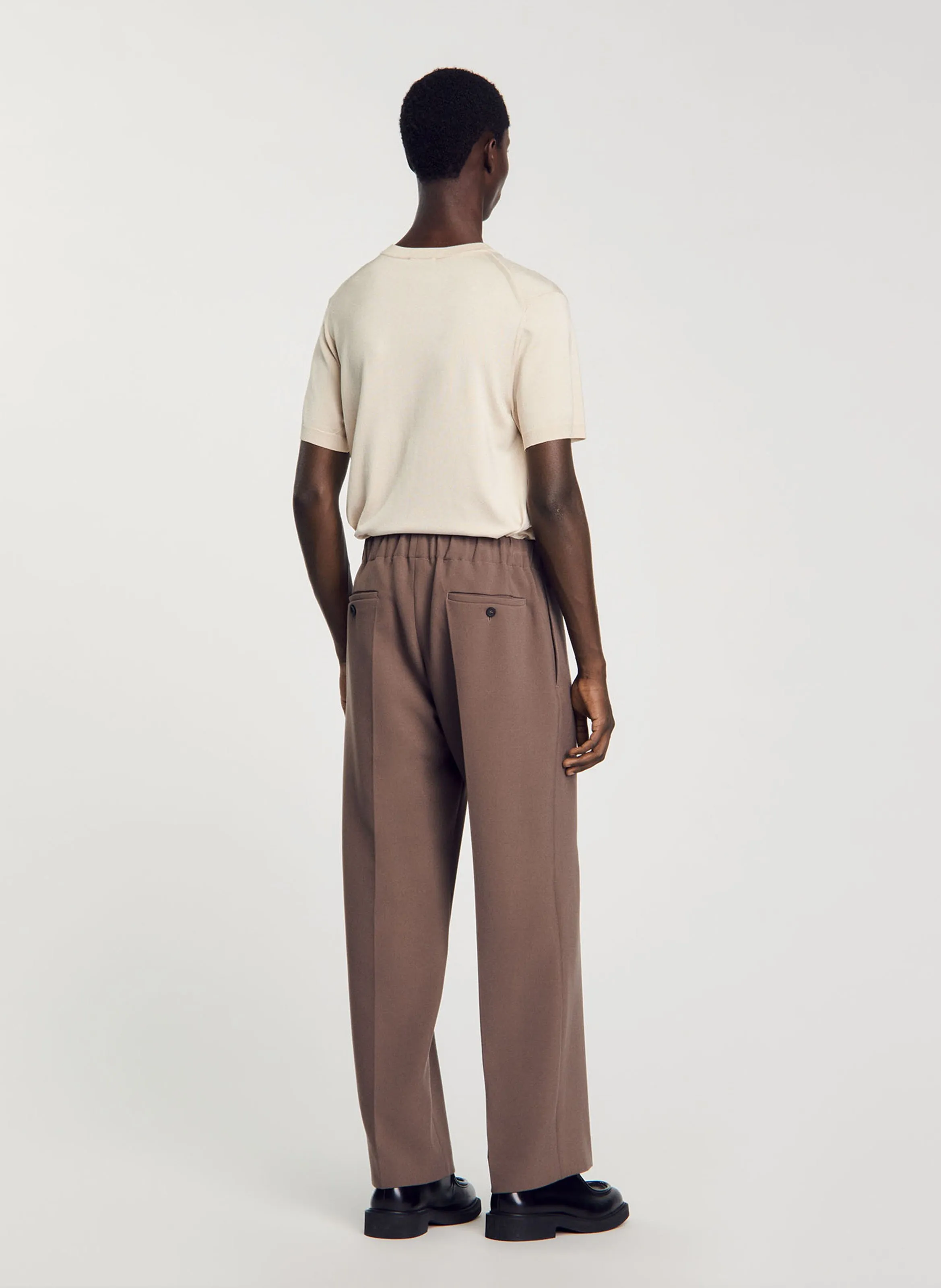 Pantalón ancho de punto en marron