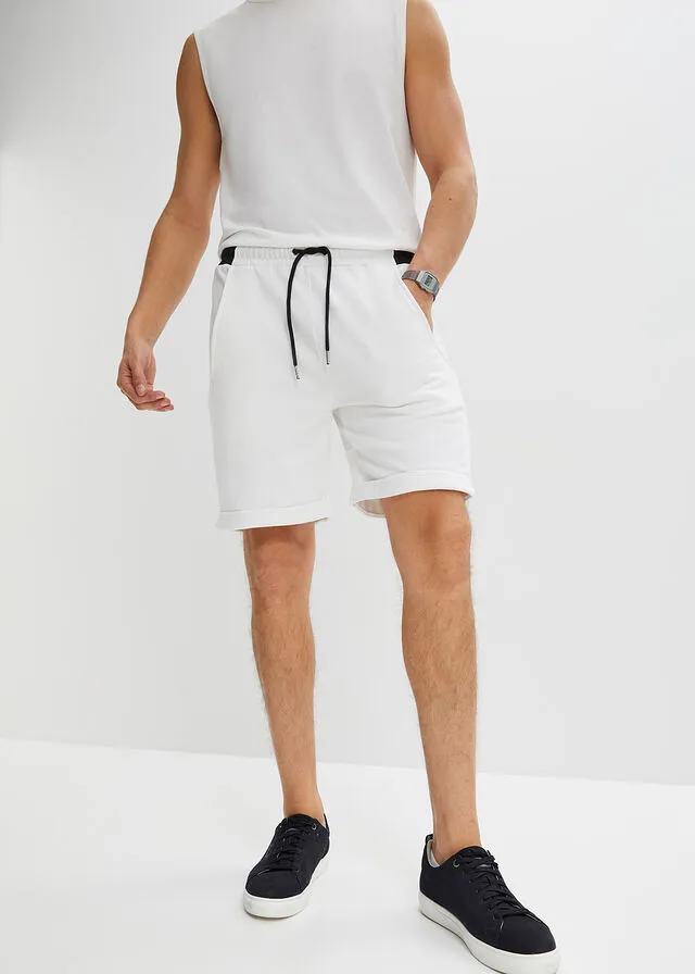 PANTALóN CORTO DE CHáNDAL DE POLIéSTER RECICLADO BLANCONEGRO