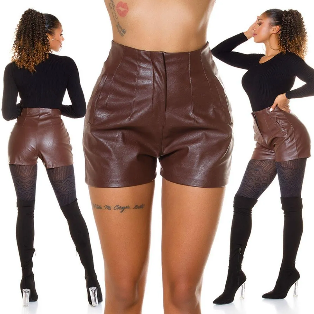  Pantalón corto Polipiel Marrón