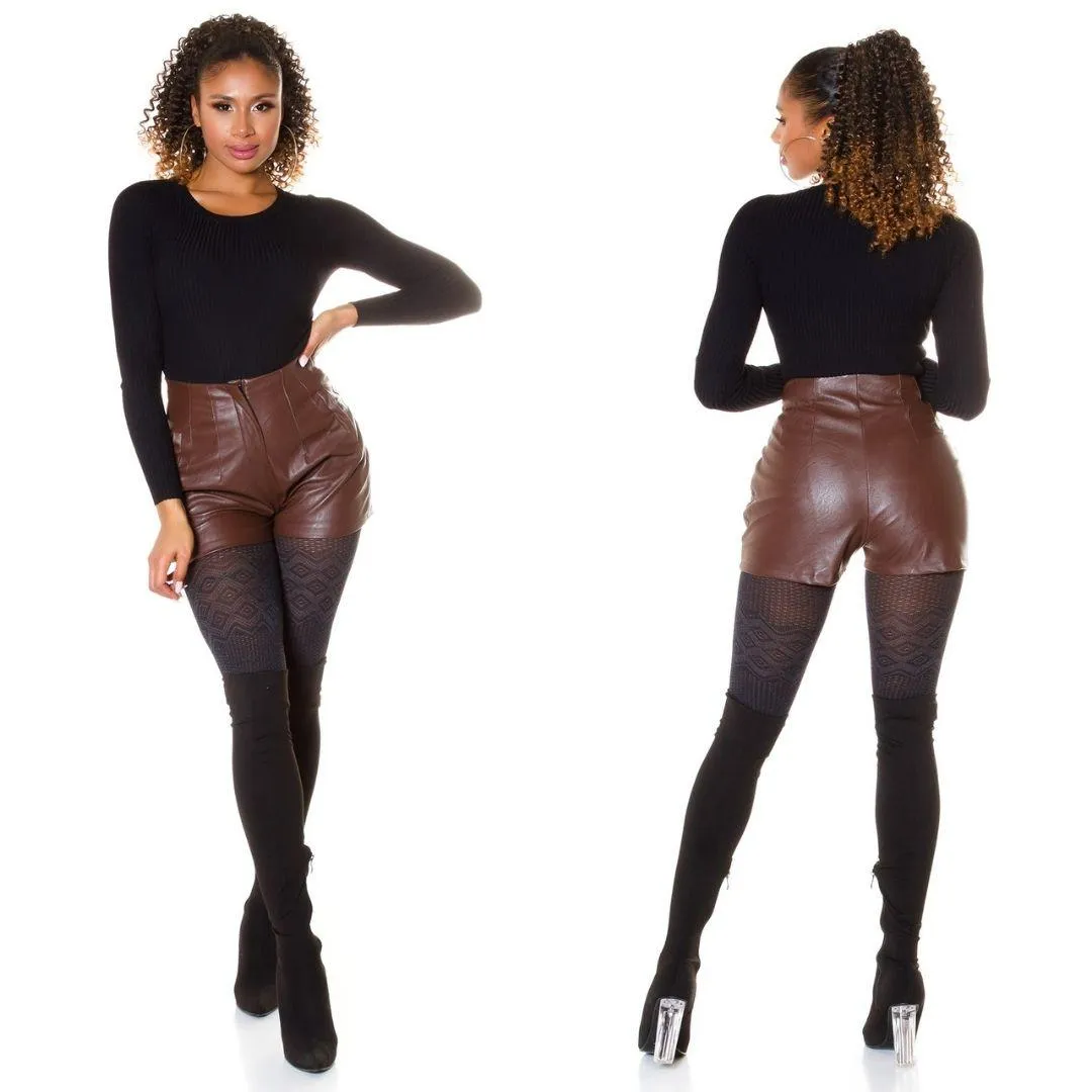  Pantalón corto Polipiel Marrón