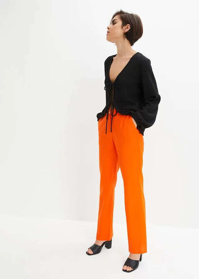 Pantalón de lino Naranja cálido