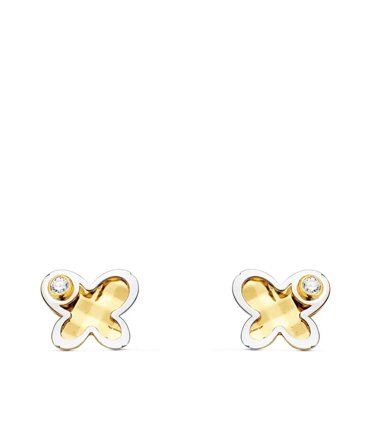 Pendientes Bebé Ragna Oro Bicolor 18K mariposa 5mm