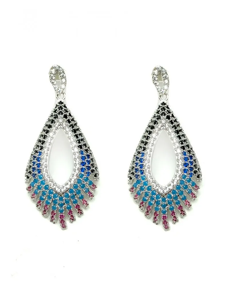 PENDIENTES BISUTERIA FINA AZULES Y ROSAS MUY ELEGANTES