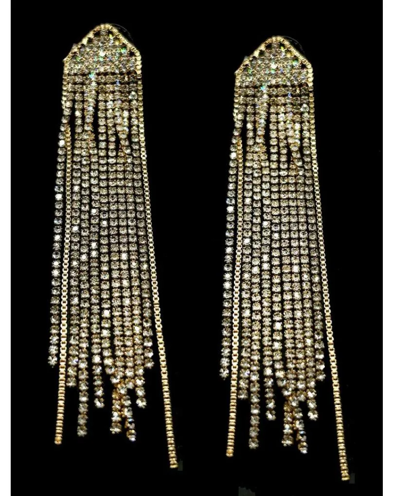 PENDIENTES DE FIESTA DORADOS LARGOS FINO DISEÑO DE CADENITAS