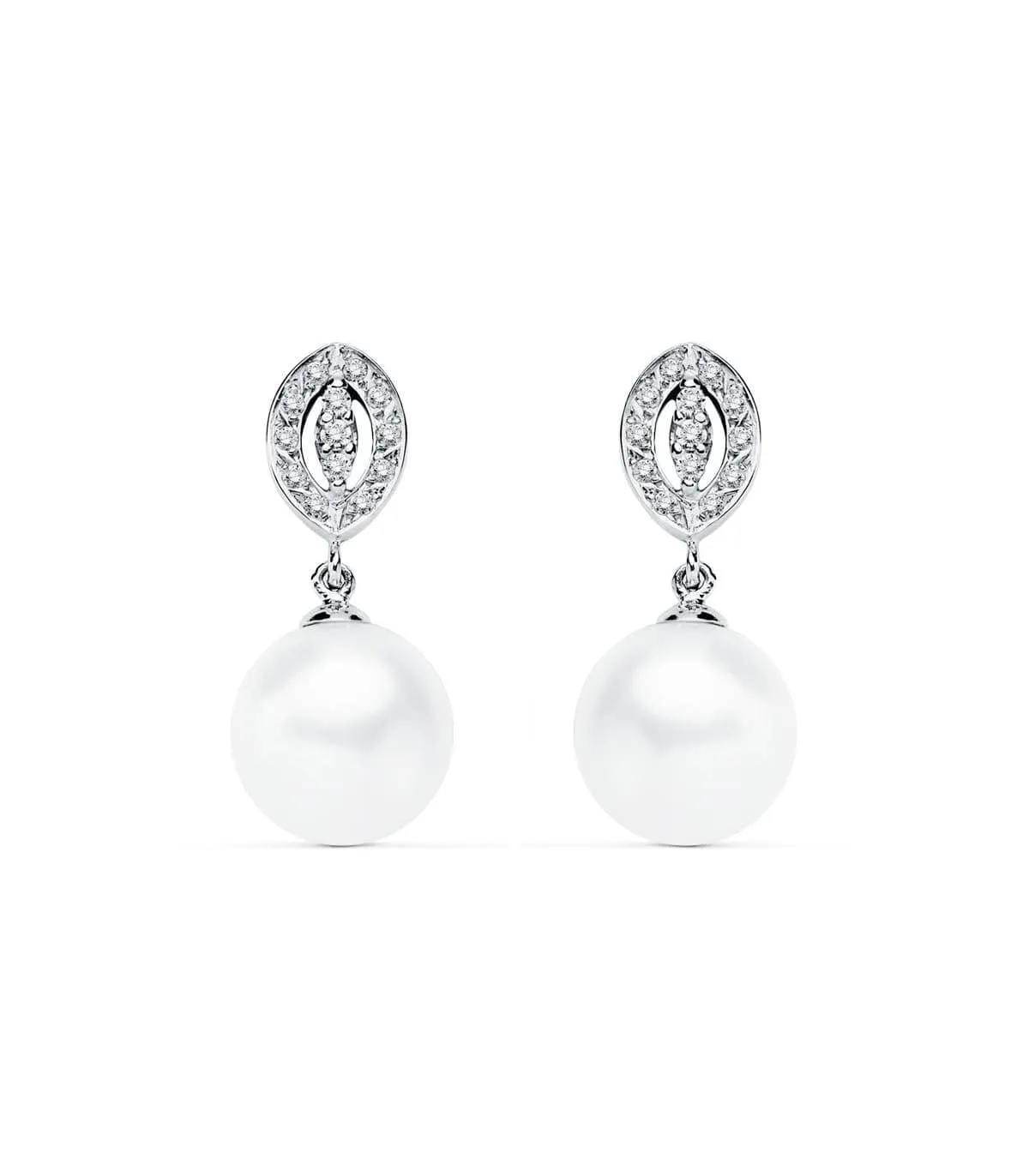 Pendientes de novia Duquesa de Kent Oro Blanco 9K Perla